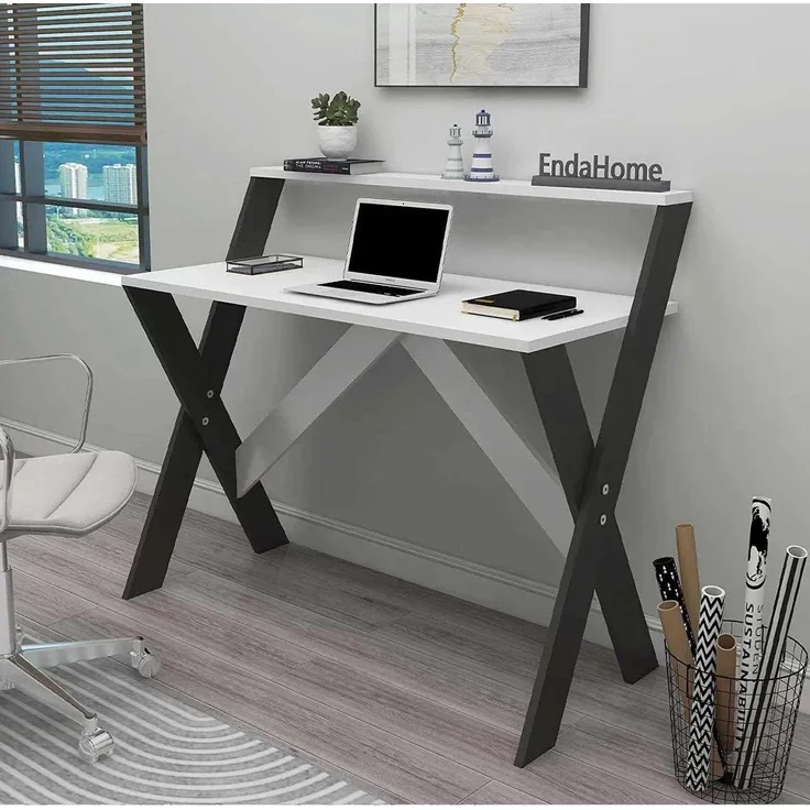 Skye Decor 'X - Anthracite, White' Schreibtisch, Anthrazit / Weiß, 90 x 88 x 50 cm