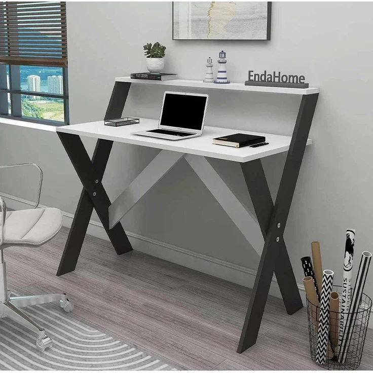 Skye Decor 'X - Anthracite, White' Schreibtisch, Anthrazit / Weiß, 90 x 88 x 50 cm – Bild 1