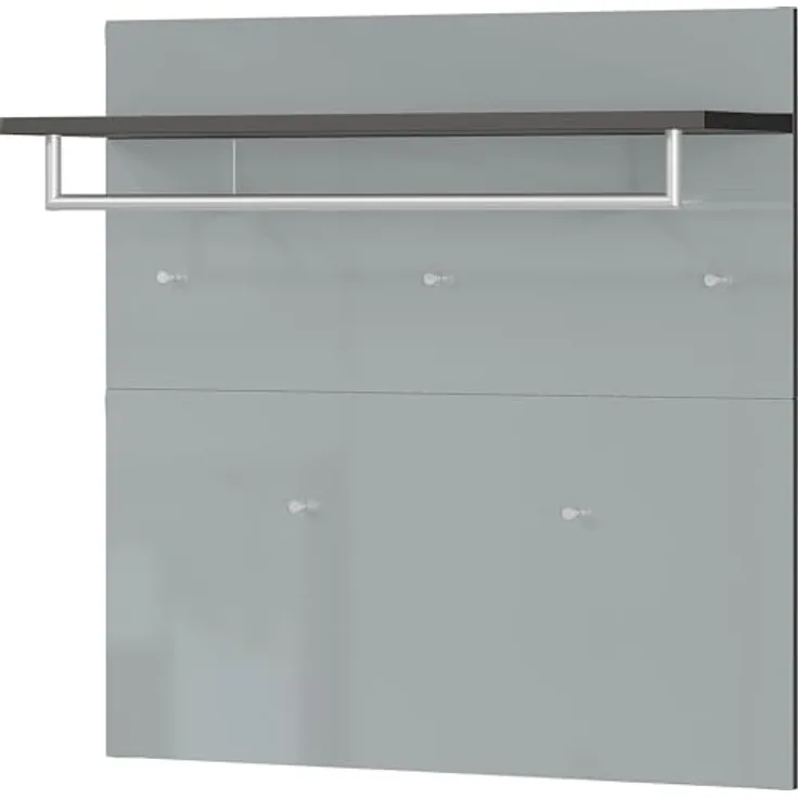 Germania Garderobenpaneel, Graphit-Silber, mit Aufhängemöglichkeit, Hutablage und Kleiderstange, 97x96x30 cm