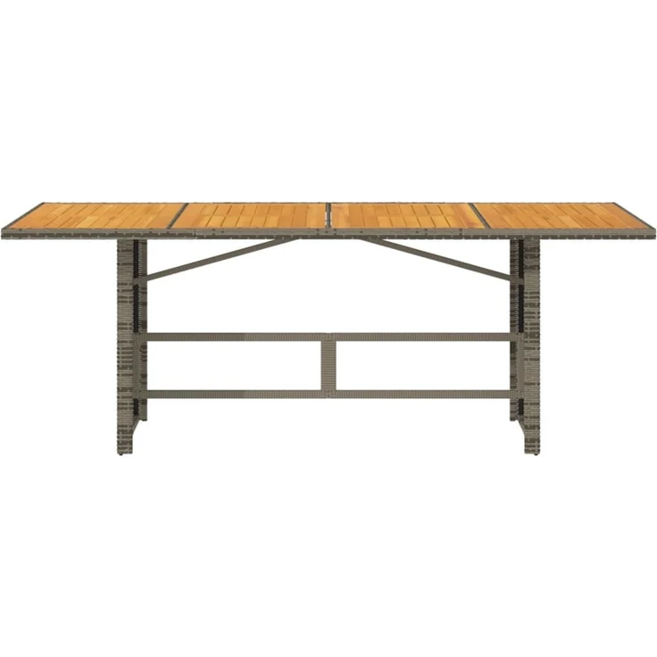 Gartentisch, Balkontisch mit Akazienholz-Platte Grau 190 x 80 x 75 cm Poly Rattan – Bild 4