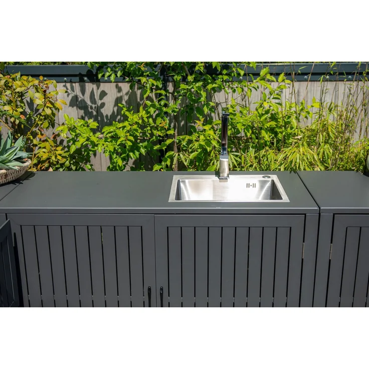 Gardissimo RUDOLF Alu Outdoor Küche inkl. Spüle wetterfest carbon black – Bild 6