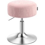 Schminkhocker, Schminkstuhl, Sitzhocker, höhenverstellbar, 360° drehbar, PU, dicke Polsterung, für Schlafzimmer, Küche, Esszimmer, pastellrosa