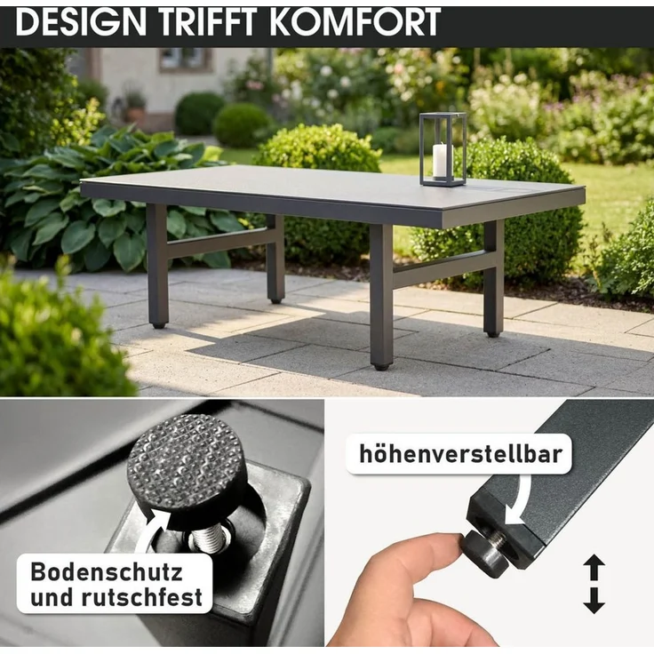 BRAST Gartenlounge-Set Aluminium Adria, viele Varianten & Module, (Loungemöbel Essgruppe Gartenmöbel, bis zu 5 Personen, Sofa Sessel Tisch), Loungetisch – Bild 4
