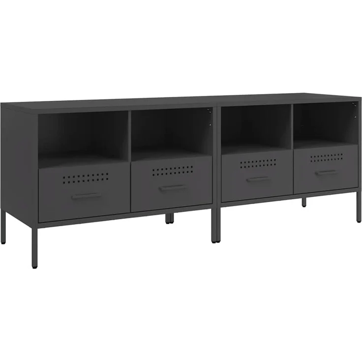 2 pcs TV-Schrank, Lowboard TV Schwarz 68x39x50,5 cm Stahl – Bild 2