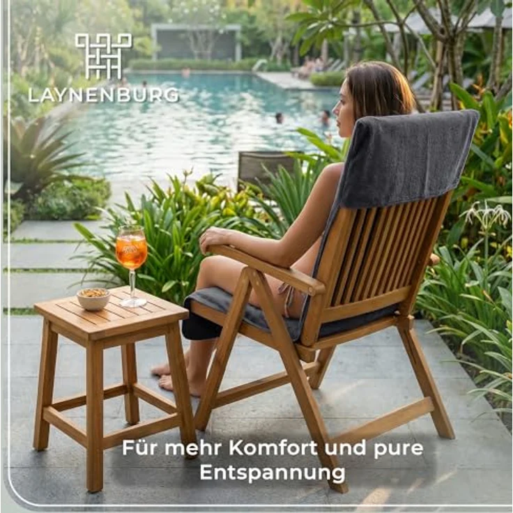 Laynenburg Handtuch Frottee Schonbezug Gartenstuhl, Baumwolle (1-St), Handtuch-Bezug Hochlehner - Stuhl-Bezug mit Umschlag für Campingstuhl – Bild 8