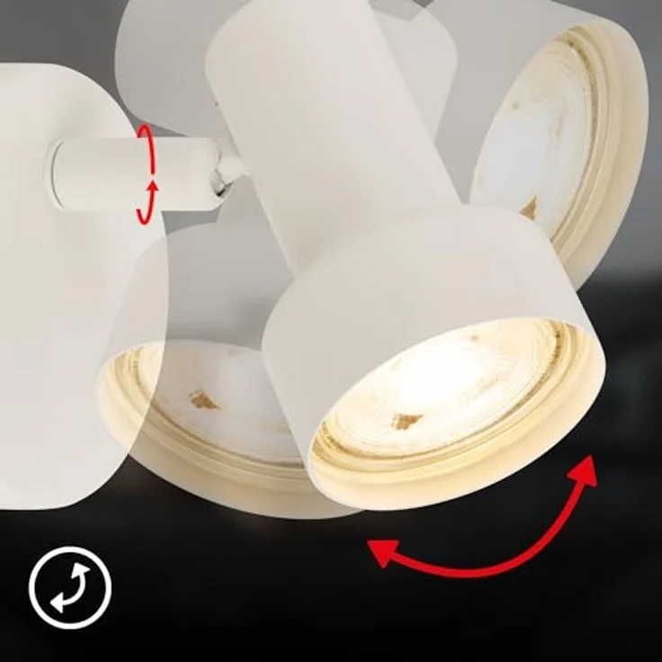 BRILONER - Wandleuchte innen schwenkbar, GU10 Fassung, max. 9W, Leselampe, Wandlampe innen, Wohnzimmerlampe, Lampe, Küchenlampe, Flurlampe, Schlafzimmer, Wandbeleuchtung, 8x10,5 cm, Altweiß – Bild 5