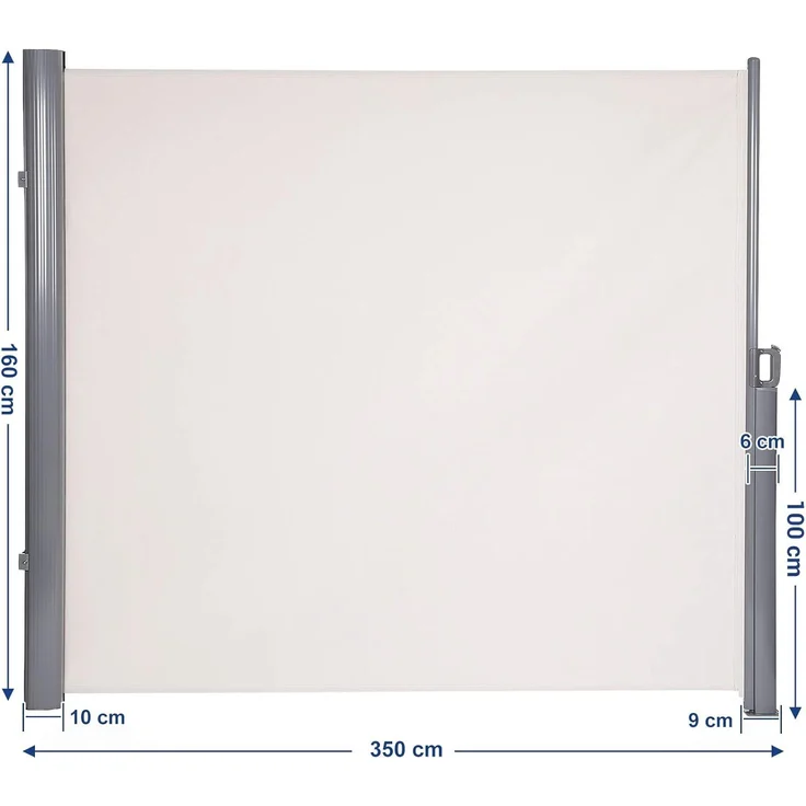 SONGMICS Alu-Seitenmarkise, ausziehbar, blickdicht, Beige, 160x350 cm – Bild 5