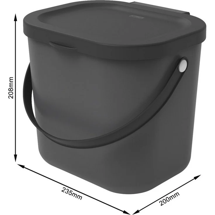 ROTHO Biomülleimer Albula 2er-Set Komposteimer 6l – kompakte Müllbehälter ideal für Küche, Stapelbar, mit Griff & Deckel – 6 l Recycling-Set für jeden Raum – Bild 3