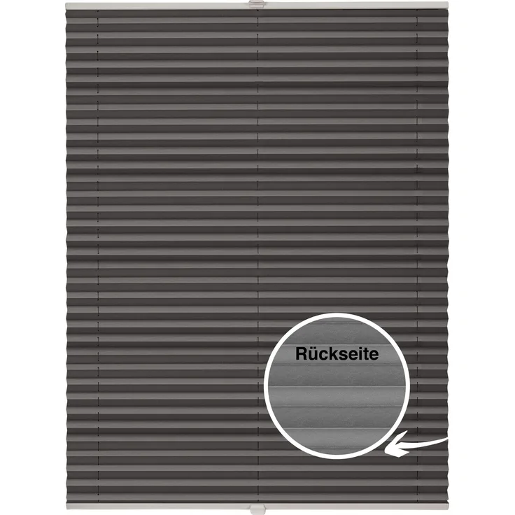 ondeco Plissee Thermo für Fenster innen, Montage in Glasleiste mit Spannschuh, Sonnenschutz-Rollo, Lichtschutz und blickdicht, leichte Verdunkelung, Dunkelgrau, B): 51-60 cm, H): 101-150 cm