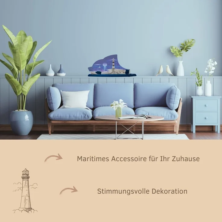 Weigla LED Dekolicht Maritim, Holz & Acrylglas, BLAU-WEIẞ, Made in Germany, LED wechselbar, Neutralweiß, Erzgebirge garantiert, maritime Deko Innen, Dekolampe – Bild 5