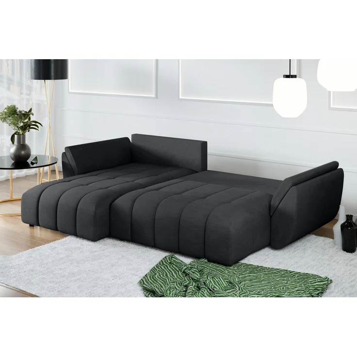 AX LIVING L Form Ecksofa dunkelgrau Verciani Schlaffunktion Bettkasten – Bild 4