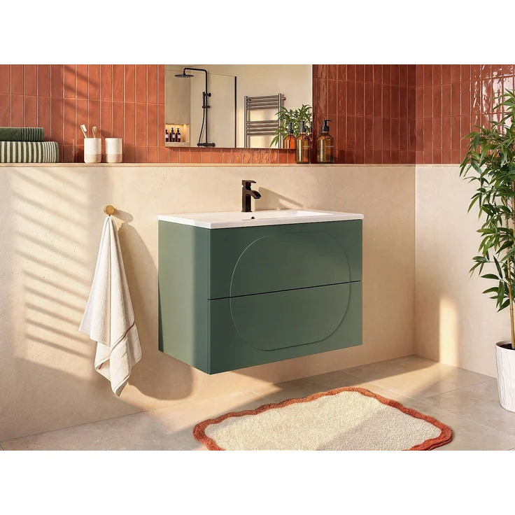 Vente-unique - Badmöbel Hängeschrank + Einbauwaschbecken - Grün - 80 cm - VUTOMA – Bild 2