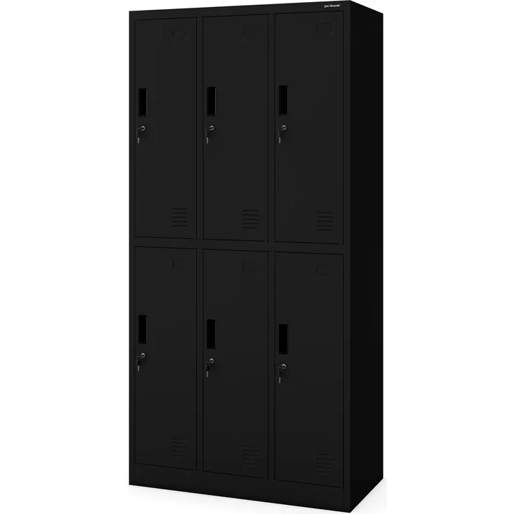 Jan Nowak Schließfachschrank 3B2A Wertfachschrank Metallspind Umkleideschrank 6 Fächer Stahlblech Pulverbeschichtet 185 x 90 x 45 cm (H x B x T) (Schwarz)