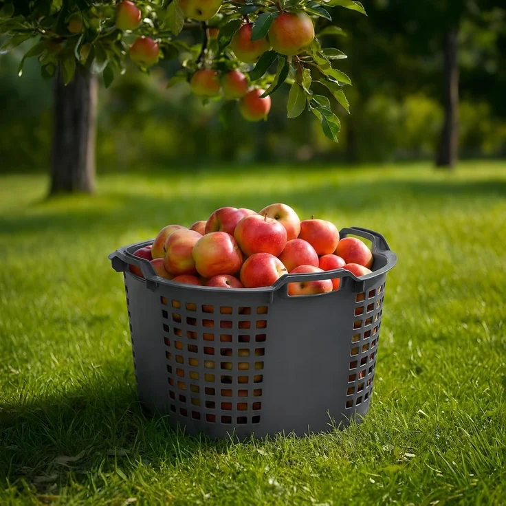 Erntekörbe Gartenkorb groß Lebensmittelecht 50L Obstkorb 54x31cm ineinander & übereinander stapelbar | Made in Germany als Obstkorb, Laubkorb und vielseitiger Erntekorb – Bild 6