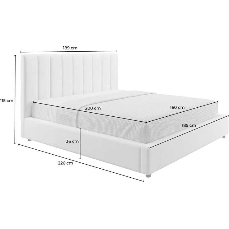 KAWOLA Bett CATTURA Polsterbett Velvet creme 160x200cm mit Lattenrost – Bild 9