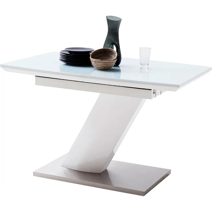 Esstisch >Darrin I< (ausziehbar) in Weiß aus MDF - 120(160)x76x80cm (BxHxT)