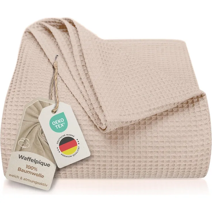 Laynenburg Tagesdecke Waffelpique aus 100% Baumwolle – Baumwolldecke, Kuscheldecke, Wohndecke als Sommerdecke, Bett-Überwurf, Couch-Überwurf, Sofa-Decke