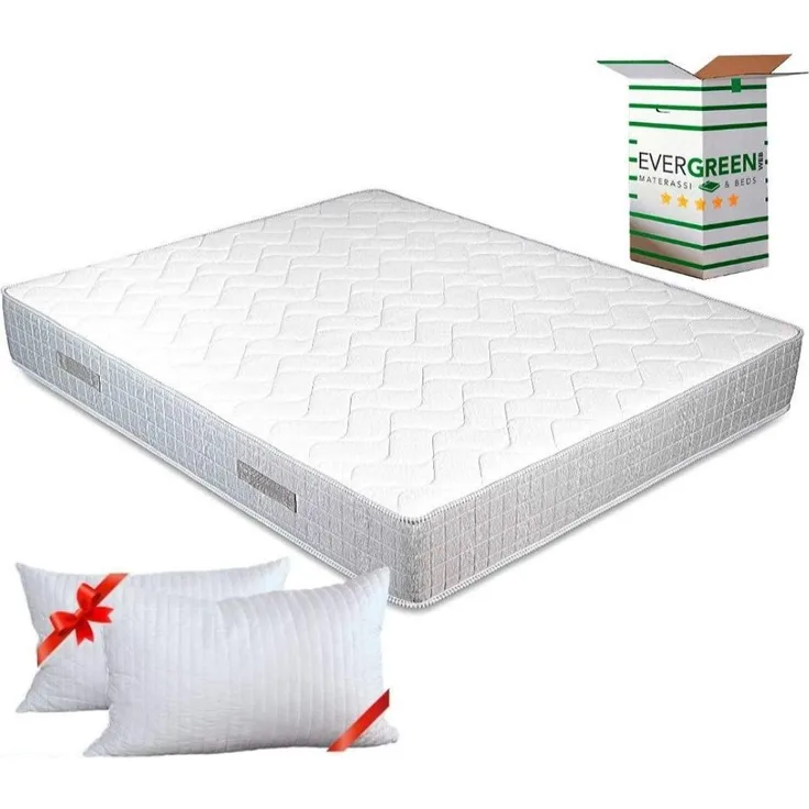 EVERGREENWEB Orthopädische Matratze 180x200 cm aus Waterfoam, 25 cm Hoch + 1 Kissen aus Memory Foam Flocken KOSTENLOS, Ergonomisch, Atmungsaktiv Weiß Bezug, Hypoallergen, Antimilbe | Big Fashion