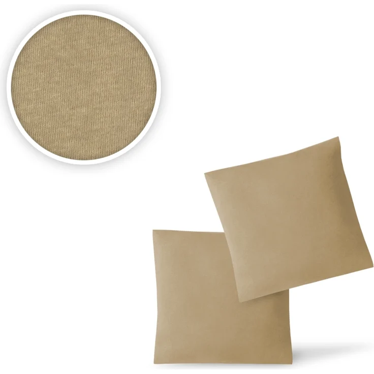 Jersey Kissenbezug, 2er Set, Sand, 40x40 cm – Bild 2