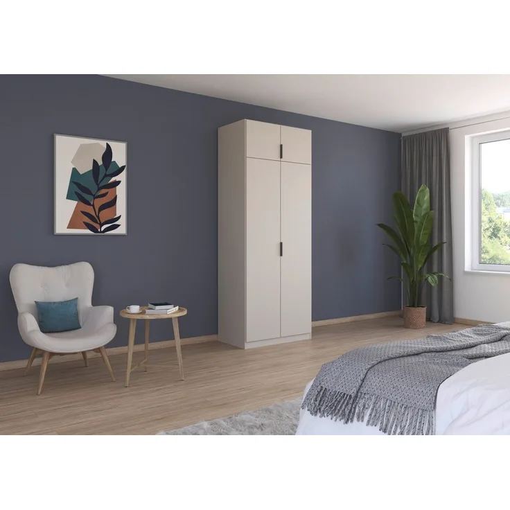 Rauch Möbel Lagoa, Kleiderschrank, Garderobe für Schlafzimmer, Kinderzimmer, Jugendzimmer 4-türig, Farbe Beige, Breite 91