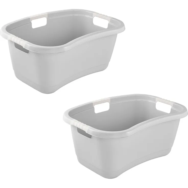 keeeper Wäschewanne janne, 2er Set, Wanne mit Softgriffen, 65 x 45 x 28 cm, 50 l (Set, 2 St), ergonomische Form, komfortable Softgriffe, Hüftstütze