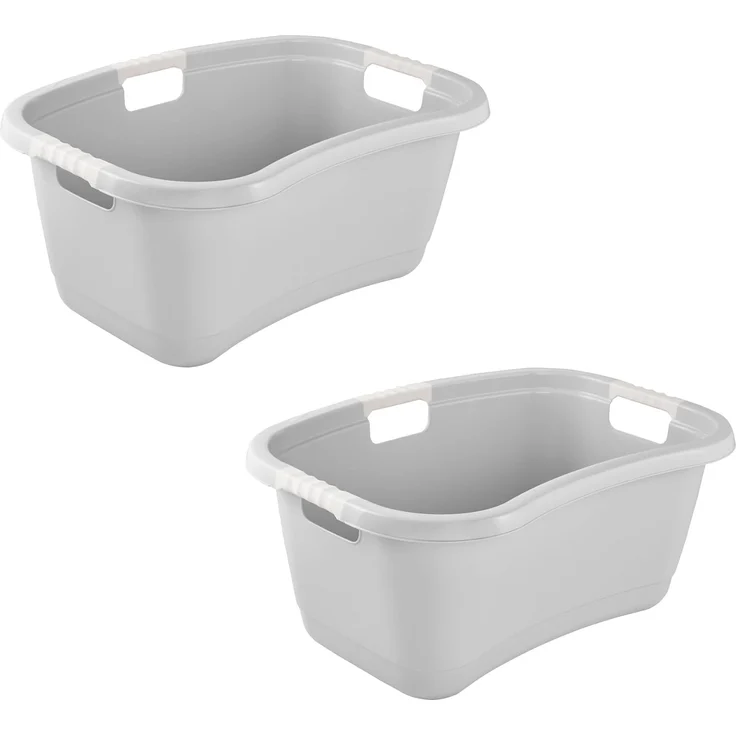 keeeper Wäschewanne janne, 2er Set, Wanne mit Softgriffen, 65 x 45 x 28 cm, 50 l (Set, 2 St), ergonomische Form, komfortable Softgriffe, Hüftstütze