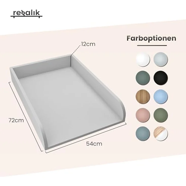 regalik Wickelaufsatz Universal, Wickeltischaufsatz für Kommoden in beliebiger Breite, Abnehmbar Wickelkommode aufsatz, Abgerundeten Frontplatten, Weiß, 2 mm ABS-Material, 72x54 cm – Bild 3