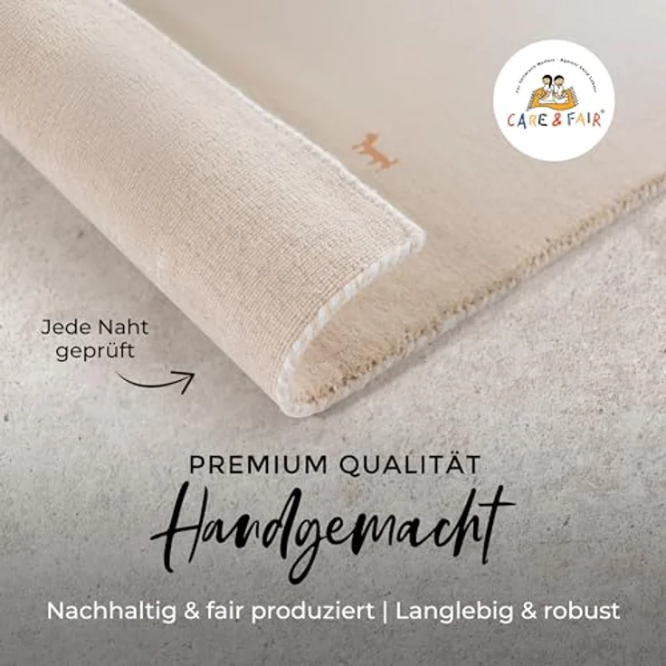 carpetfine 'Gabbeh Uni' Wollteppich, reine Wolle, Beige, 60x90 cm – Bild 4