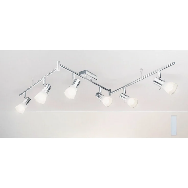 TRANGO LED Deckenleuchte, 6-flammig 1007-68 Deckenstrahler Chrom-Optik & Aluminium gebürstet Serie FREYA inkl. 6x E14 LED Leuchtmittel 3.000K warmweiße Lichtfarbe Badleuchte, Flurleuchte, Küchenleuchte, Schwenkbare LED Deckenlampe, Kronleuchter – Bild 2