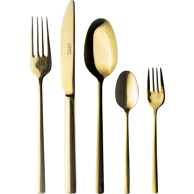 Mäser, Serie Oneda, Besteck-Set, Edelstahl Besteck-Set für 6 Personen, Weißgold