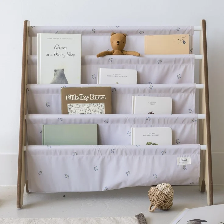 3 Sprouts Kinder Bücherregal aus Holz – Montessori Regal für Kinderzimmer - Heidelbeere Taupe