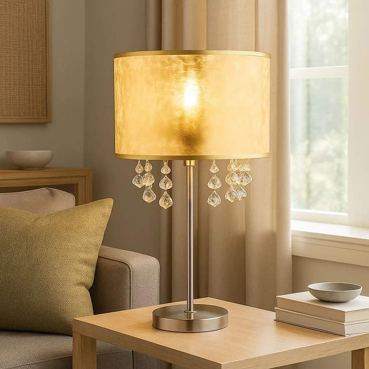 Kristalllampe, Blattgold, Nickel matt, 1x E27 – Bild 2