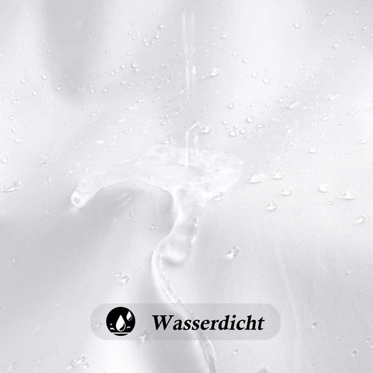Duschvorhang Überlänge Stoff 200x240cm Weiß Anti-Schimmel Wasserdicht mit 14 – Bild 4