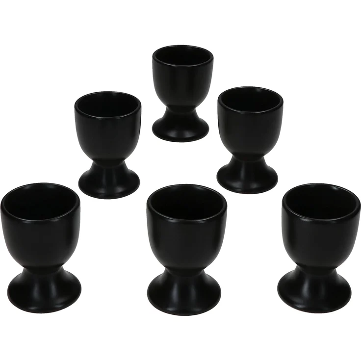MamboCat Eierbecher 6x Panther Eierbecher schwarz Steingut für 6 Personen Frühstück – Bild 2