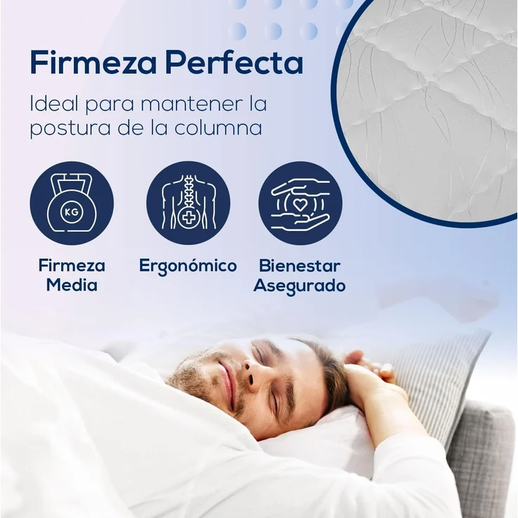 Duérmete Online Matratze 135x180 cm, Visco Spring mit Taschenfederkern und viskoelastisch, ergonomisch, Multizone, hoher Komfort, hygienisch und atmungsaktiv, Dicke 23 cm – Bild 4