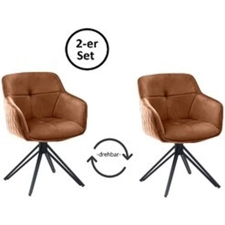 Armlehnstuhl >Emma/Edith< (2er Set) in rost, Samtbezug - 59x82x62cm (BxHxT) – Bild 6