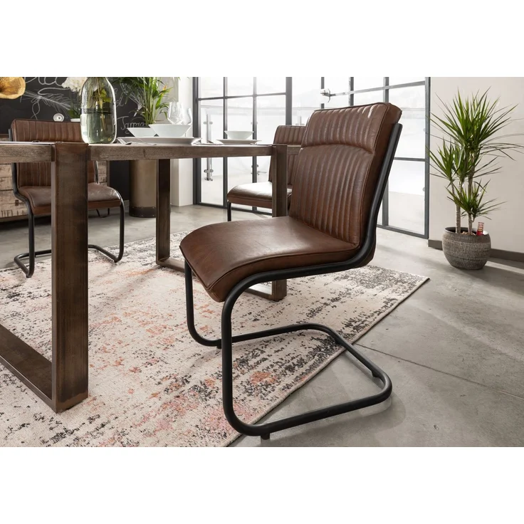 Freischwinger Echtleder 52x61x92 braun IRON LABEL #03 – Bild 9