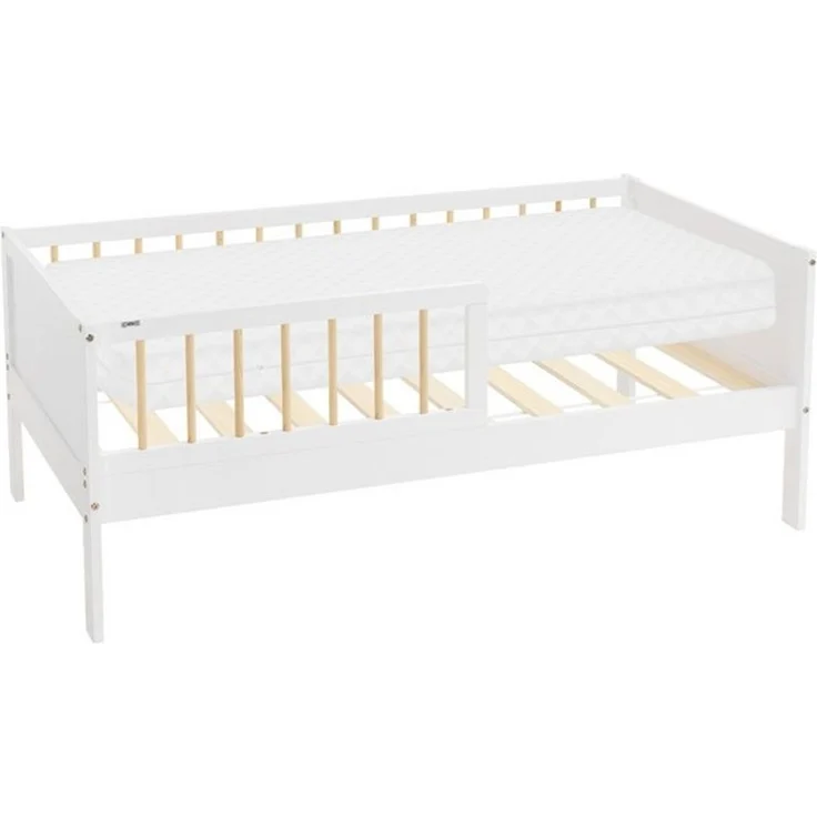 ML-DESIGN Kinderbett Bodenbett Juniorbett inkl. Lattenrost Einzelbett für Kinder Jugendbett, Junior-Bett mit Rausfallschutz & Matratze Bettrahmen aus MDF / Kiefer – Bild 4