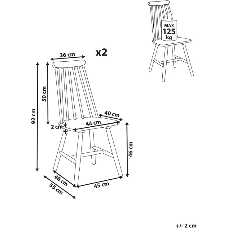 Esszimmerstuhl 2er Set BURBANK Holz Braun – Bild 3