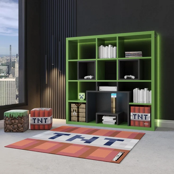 MINECRAFT - Bücherregal, Regal mit 15 Fächern, Gaming Möbel mit dunklem Minecraft Design – Bild 2