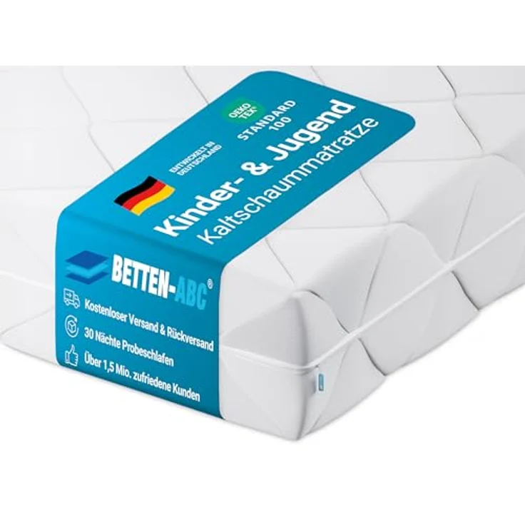Betten-ABC - Matratze für Kinder & Jugendliche - 100x200 cm - Spezieller Härtegrad & Oeko-TEX-Zertifiziert - Optimale Hygiene Dank abnehmbarem & waschbarem Polyester-Bezug - Lieferung per Paket – Bild 2