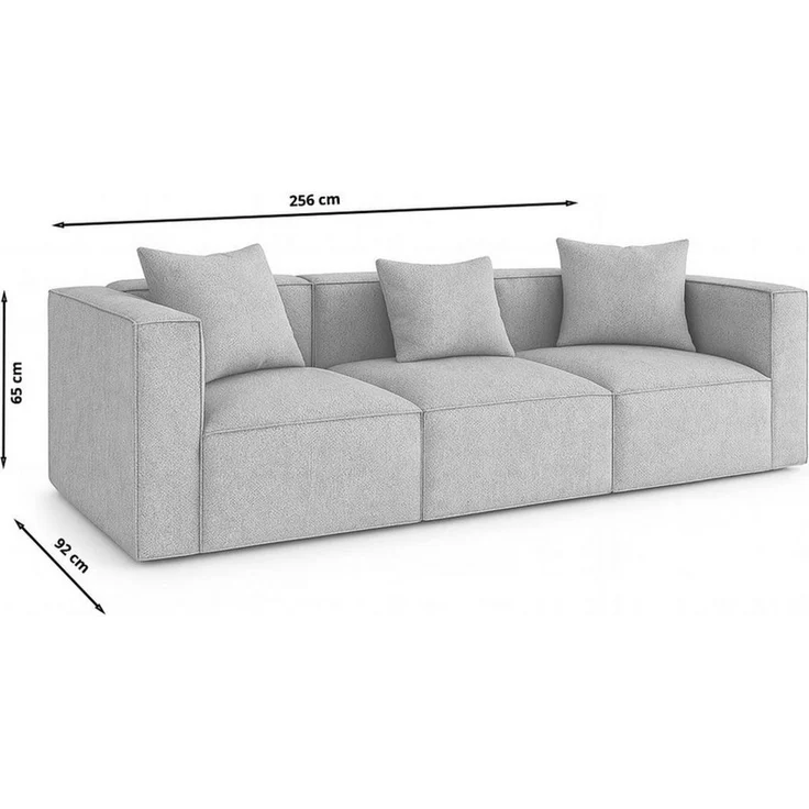 ebuy24 Sofa Box 3-Sitzer Sofa, 3 Dekokissen hellgrau. – Bild 3