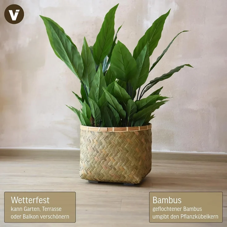 VIVANNO Blumentopf Bambus CISTELLA Rund - Natur Geflochten (1 St), 37x29 cm – Bild 2