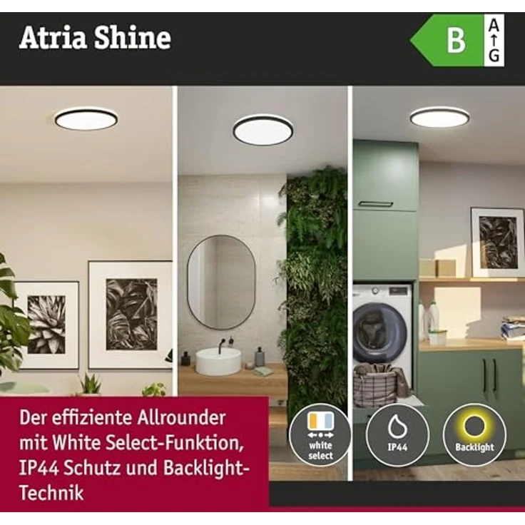 Paulmann 71258 LED Panel Atria Shine 398mm 3000-6500K Schwarz IP44 – Bild 2