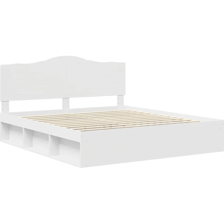 vidaXL Bettrahmen mit Kopfteil Weiß 180 x 200 cm Massives Kiefernholz 3413272 – Bild 3
