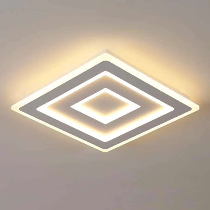 Comely LED Deckenleuchte Quadrat, Moderne Deckenlampe 52W Quadratisch LED Acryl LED Deckenbeleuchtung, LED Lampen Weiß für Schlafzimmer, Wohnzimmer, Flur, Warmes Licht 3000K, 40cm – Bild 2