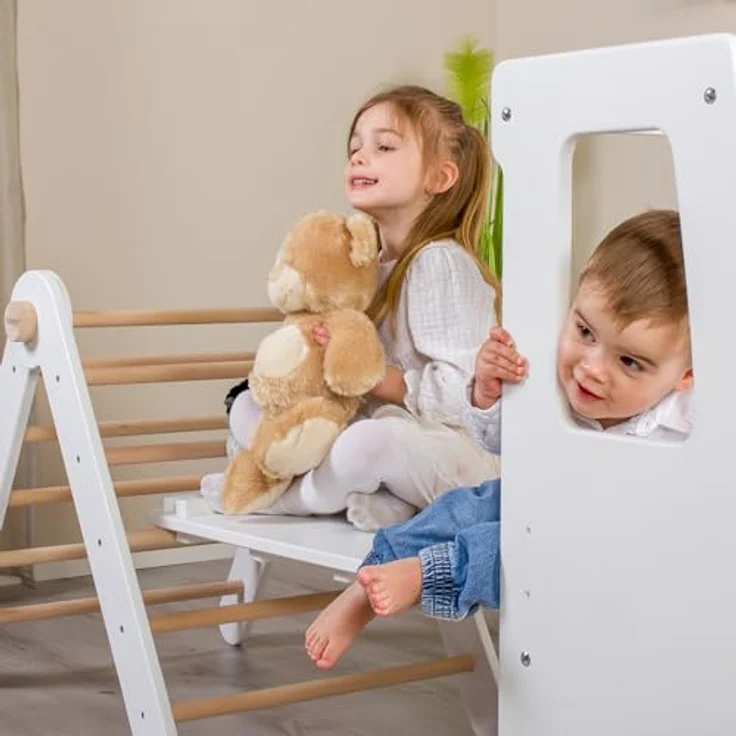 babybay Kletterleiter und Rutsche Littlefoot 2-in-1 für Lernturm und Kletterdreieck, beige lackiert – Bild 11