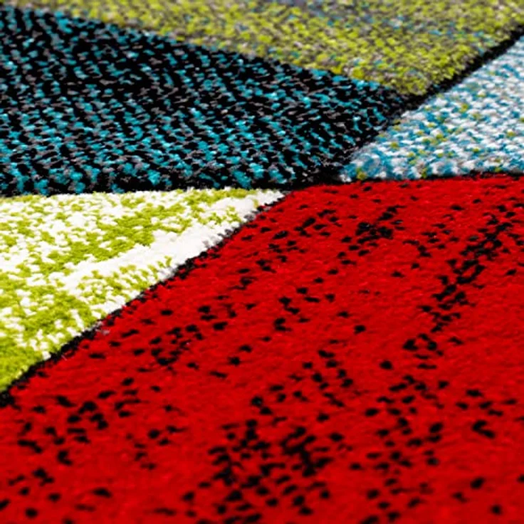 Paco Home Teppich Wohnzimmer Kinderzimmer Kurzflor Moderne 3D Optik Kariert Geometrische Muster, Grösse:60x110 cm, Farbe:Bunt 5 – Bild 5