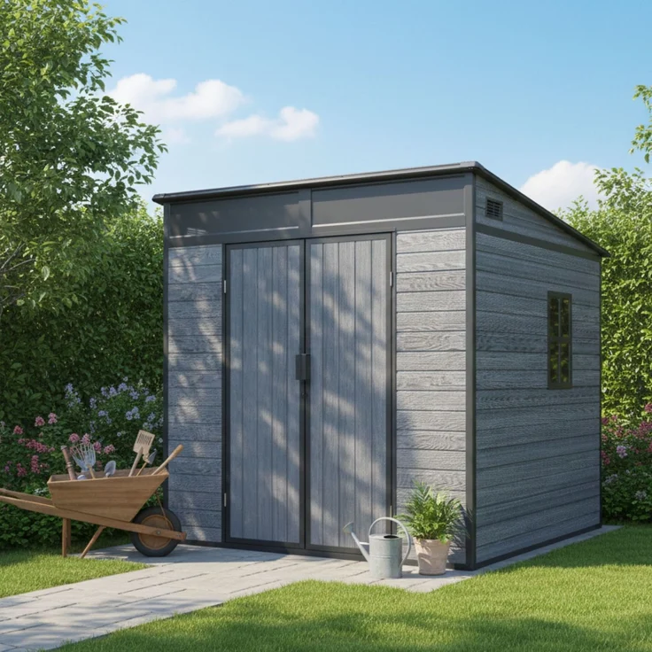 osoltus 'Penta' Gartenhaus, 4,4m², Kunststoff Grau Schwarz, 215 x 206 cm – Bild 4