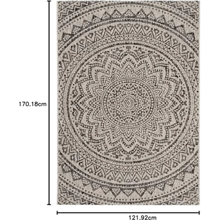 SAFAVIEH Zeitgenössische Teppich für Wohnzimmer, Esszimmer, Schlafzimmer - Courtyard Collection, Kurzer Flor, Hellgrau und Schwarz, 122 X 170 cm – Bild 3